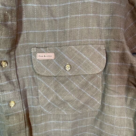 Vintage Five Brother  Plaid Flannel Long Sleeve Button Shirt Blue Made In USA - Picture 2 of 6